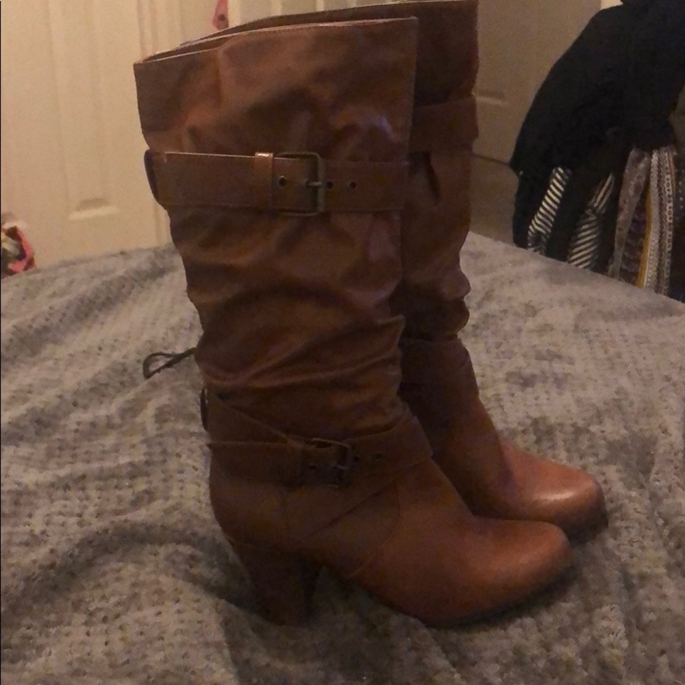 Brown heeled boots